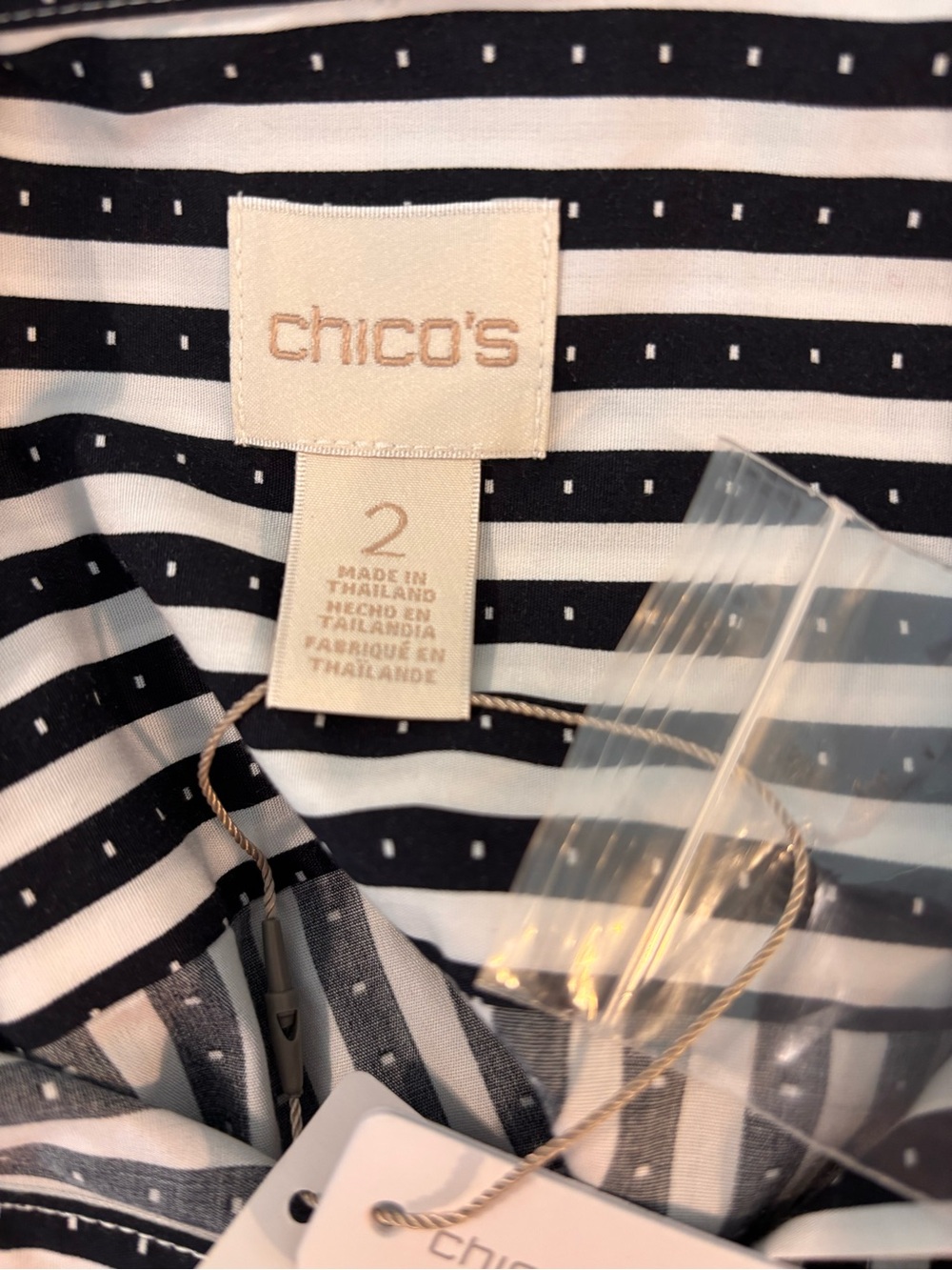 Chico’s NWT No iron Subtle Stripe button back shirt - Picture 3 of 10